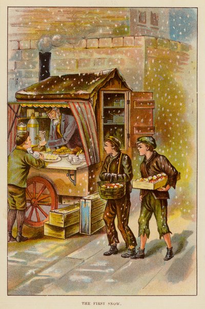Den första snön (färg litho) av English School