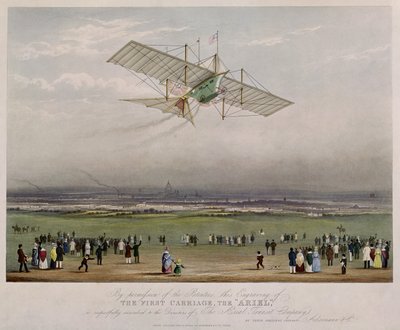 The Flying Machine, Ariel, från mönster framtagna av W.S. Henson 1842, utgiven av Ackermann & Co., 1843 av English School