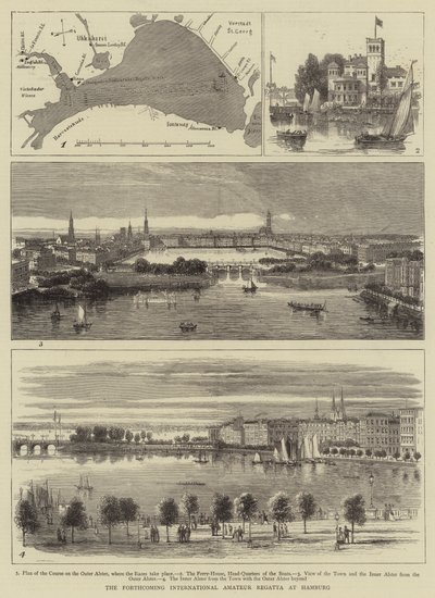Den kommande internationella amatörregattan i Hamburg (gravyr) av English School