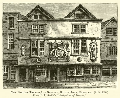 The Fortune Theatre, eller Nursery, Golden Lane, Barbican, AD 1800 av English School