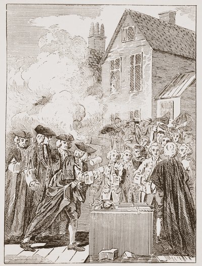 The Foundation Stone of Blackfriars Bridge, 1760, från ett samtida tryck av English School