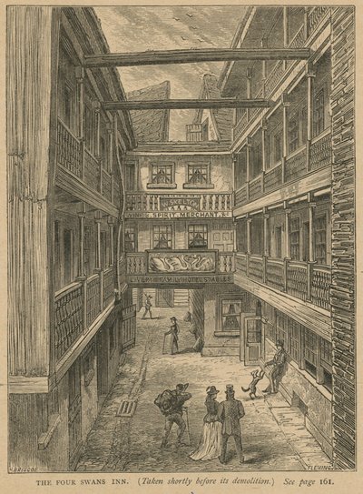 The Four Swans Inn, tagen kort innan dess rivning av English School