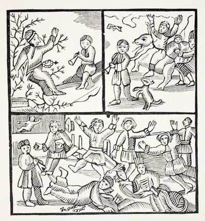 The Fryar and the Boy, illustration från Chap-books of the artonde århundradet av John Ashton, pub. 1882 av English School