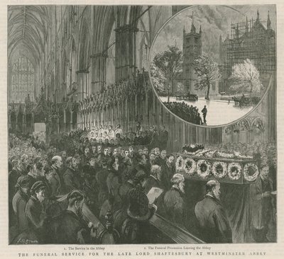 Begravningsgudstjänsten för den avlidne Lord Shaftesbury i Westminster av English School