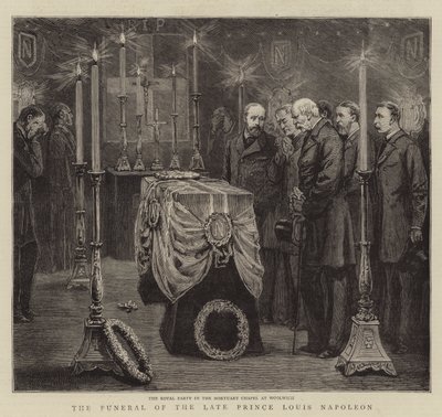 Den avlidne prins Louis Napoleons begravning (gravyr) av English School