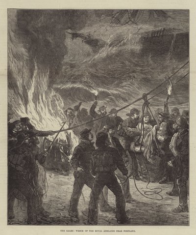 The Gales, vraket av Royal Adelaide nära Portland (gravyr) av English School