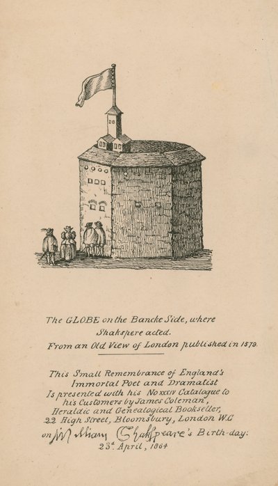 The Globe, Bankside, London, baserad på en gammal syn på London publicerad 1579 av English School