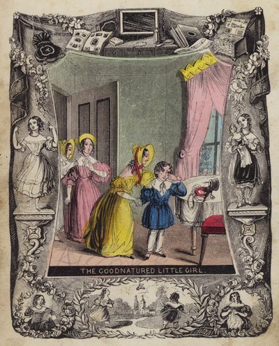 The Goodnatured Little Girl (färgad gravyr) av English School