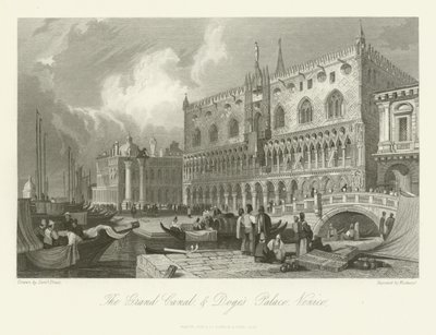 Canal Grande och Dogespalatset, Venedig, 1844 av English School