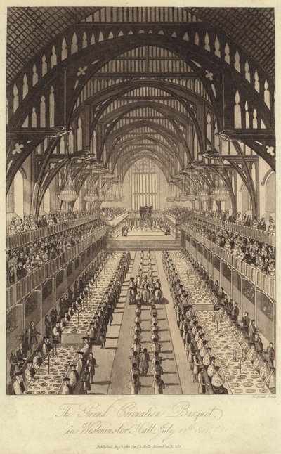 Grand Coronation Banketten i Westminster Hall av English School