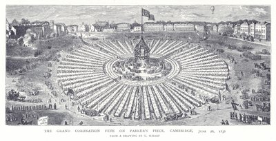 The Grand Coronation Fee på Parkers Piece, Cambridge, 28 juni 1838 av English School