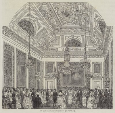 The Grand Saloon på Devonshire House (gravyr) av English School