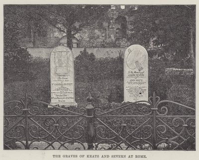 Keats och Severns gravar i Rom (gravyr) av English School
