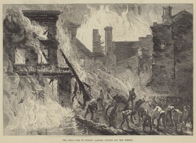 The Great Fire i Dublin, Sappers skär av whiskyn (gravyr) av English School