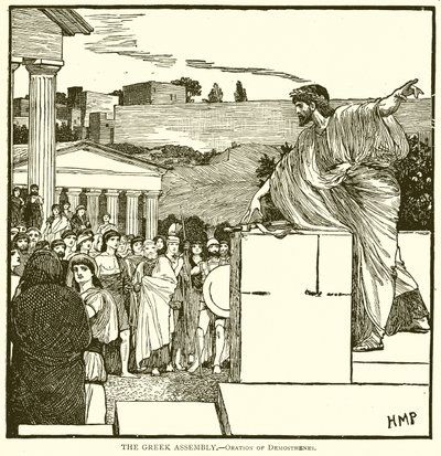 Den grekiska församlingen.--Demosthenes tal av English School