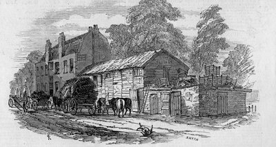 Halvvägshuset mellan Knightsbridge och Kensington, graverad av Frederick James Smyth, 1848 av English School