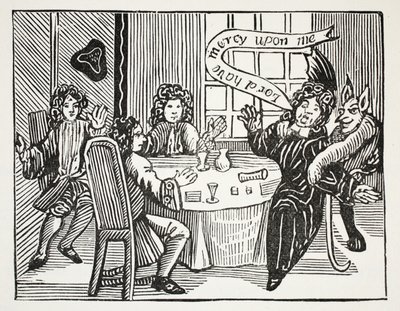 The History of Dr. John Faustus, illustration från Chapter-books of the Arteeenth Century av John Ashton, pub. 1882 av English School