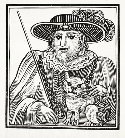 Historien om Sir Richard Whittington, tre gånger Lord Mayor of London, illustration från Chap-books of the artonde århundradet av John Ashton, pub. 1882 av English School