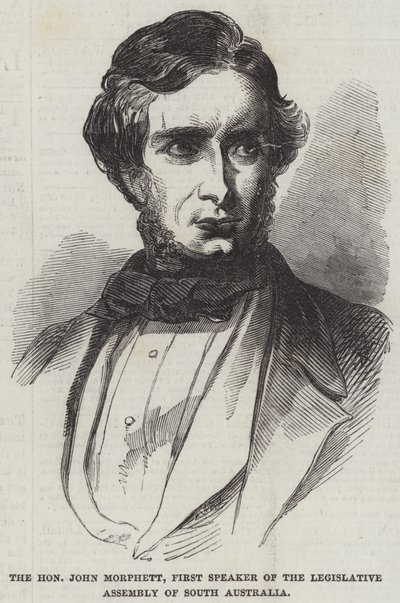 Den ärade John Morphett, förste talman för den lagstiftande församlingen i South Australia (gravyr) av English School