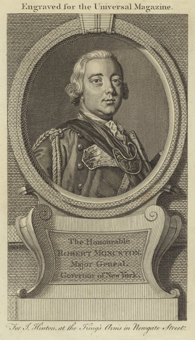 Den ärade Robert Monckton, generalmajor, guvernör i New York av English School