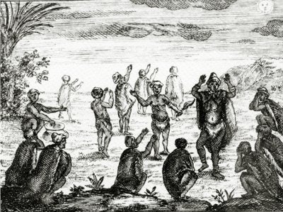 Hottentotterna tillber månen, illustration från 