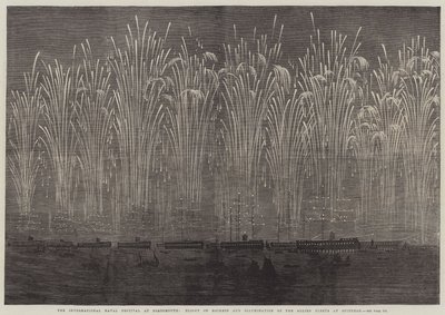 International Naval Festival i Portsmouth, Flight of Rockets och Illumination of the Allied Fleets at Spithead (gravyr) av English School