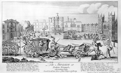 Invasionen eller Perkins Triumph - ett protestantiskt tryck, inskrivet till alla sanna älskare av deras religion och frihet, 1745 av English School