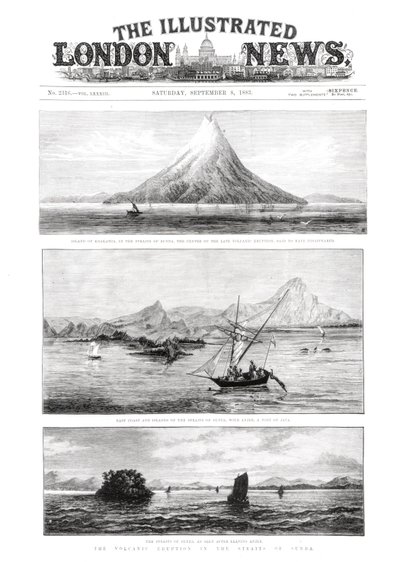 Ön Krakatoa, framsidan av The Illustrated London News, 8 september 1883 av English School