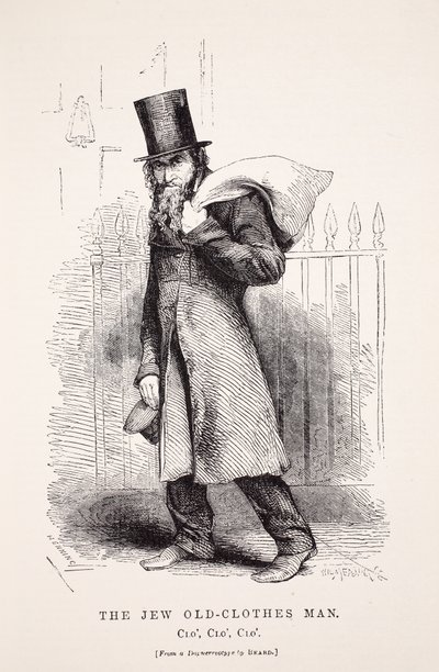 The Jew Old-Clothes Man, efter en daguerreotypi av Richard Beard, illustration från London Labor och London Poor av Henry Mayhew, pub. 1862 av English School