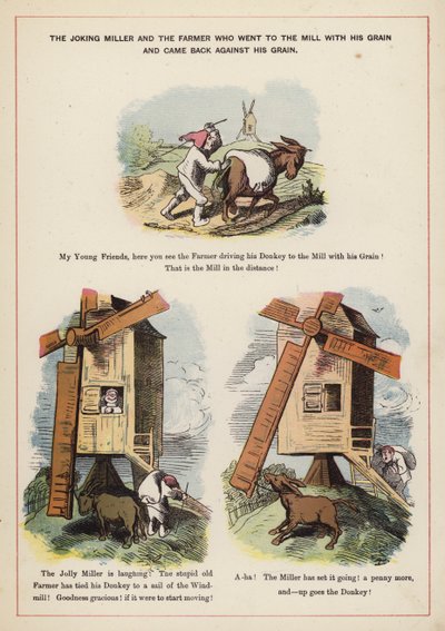 The Joking Miller and the Farmer (färg litho) av English School