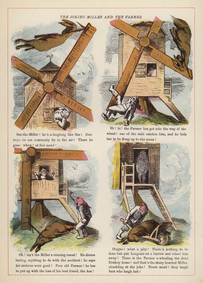 The Joking Miller and the Farmer (färg litho) av English School