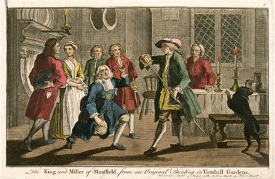 Kungen och mjölnaren av Mansfield, från en originalmålning i Vauxhall Gardens av English School