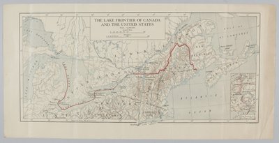Lake Frontier i Kanada och USA (färgad gravyr) av English School