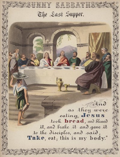 Nattvarden (färgad gravyr) av English School