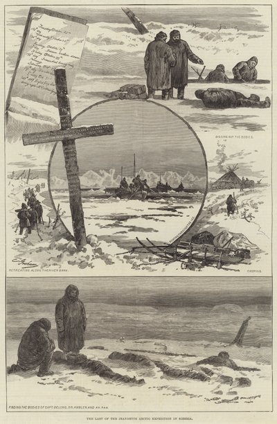 Den sista av Jeannette Arctic Expedition i Sibirien (gravyr) av English School