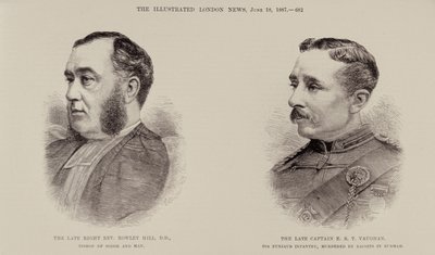 The Late Right Rev. Rowley Hill, Bishop of Sodor and Man and the Late Captain E. B. T. Vaughan, 6th Punjaub Infantry, Murdered by Dacoits in Burmah, from The Illustrated London News, 18 juni 1887 (t.ex. av English School