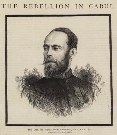 Den sene Sir Pierre Louis Cavagnari, CSI, KCB, VC (gravyr) av English School