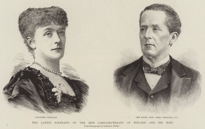 De senaste porträtten av den nya löjtnanten av Irland och hans fru (gravyr) av English School