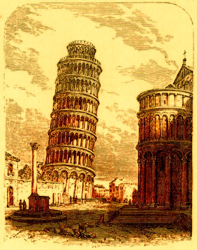 The Leaning Tower, and Apsis of the Cathedral, Pisa, illustration från The World as it Is av George Chisholm, publicerad 1885 (digitalt förbättrad bild) av English School