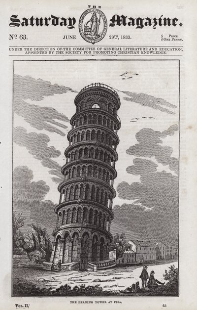 Det lutande tornet i Pisa (gravyr) av English School