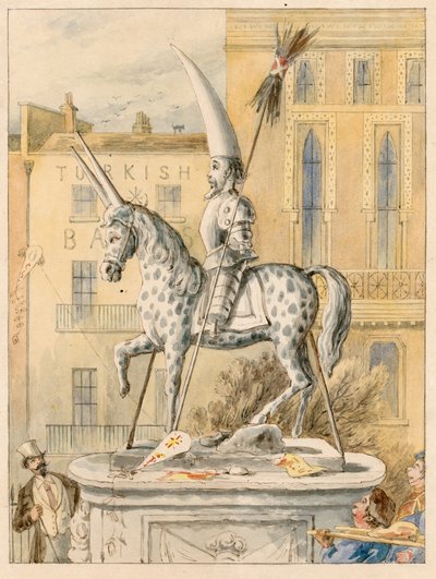 Die Statue des Leicester Square, 17. Oktober 1866 von English School