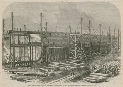 Ångfartyget Leviathan (Great Eastern), som det dök upp i början av 1855 av English School