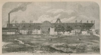 Ångfartyget Leviathan (Great Eastern), skissat från Isle of Dogs, oktober 1857 av English School
