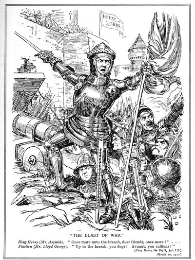 Liberalerna, ledda av Asquith och LLoyd George, attackerar House of Lords, 1910 av English School