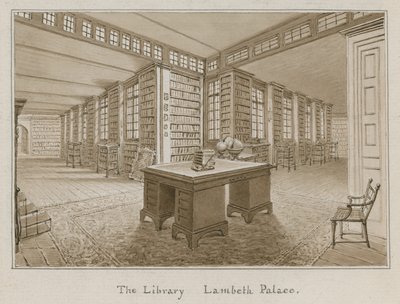 The Library, Lambeth Palace, London (wc på papper) av English School