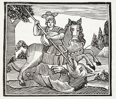 The Life and Death of St George, the Noble Champion of England, illustration från Chap-books of the artonde århundrade av John Ashton, pub. 1882 av English School