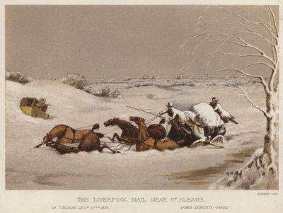 The Liverpool Mail, nära St Albans (färg litho) av English School