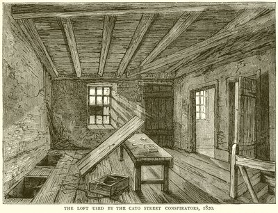 Loftet som användes av Cato Street Conspirators, 1820 av English School