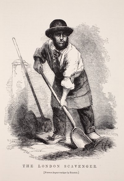 The London Scavenger, efter en daguerreotypi av Richard Beard, illustration från London Labor och London Poor av Henry Mayhew, pub. 1862 av English School