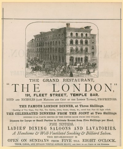 The London, restaurang, 191 Fleet Street, Temple Bar av English School